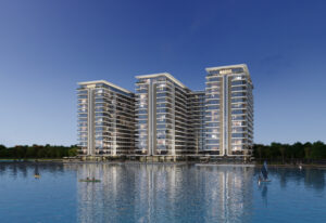 Dubai Azizi Venice_Facade Lagoon Evening View